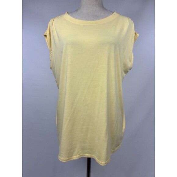 Athleta Getaway Tee Pale Lunaria Butter Yellow Medium Short Sleeve Relaxed - Picture 2 of 13